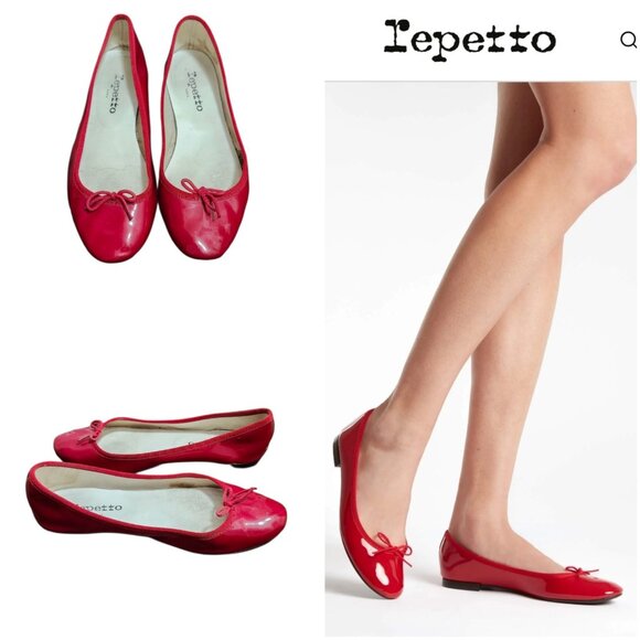 Repetto Cendrillon ballet Red Enamel Limited Edition Rare Popular Size 39 EU - Picture 1 of 14